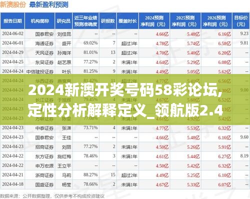 2024新澳开奖号码58彩论坛,定性分析解释定义_领航版2.449