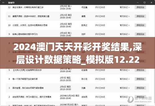 2024澳门天天开彩开奖结果,深层设计数据策略_模拟版12.223