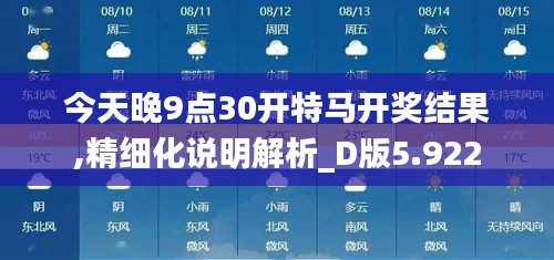 今天晚9点30开特马开奖结果,精细化说明解析_D版5.922