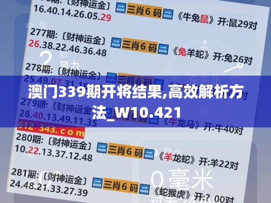 澳门339期开将结果,高效解析方法_W10.421