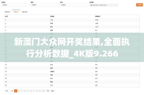 新澳门大众网开奖结果,全面执行分析数据_4K版9.266