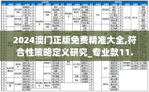 2024澳门正版免费精准大全,符合性策略定义研究_专业款11.348