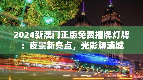 2024新澳门正版免费挂牌灯牌：夜景新亮点，光彩耀浦城