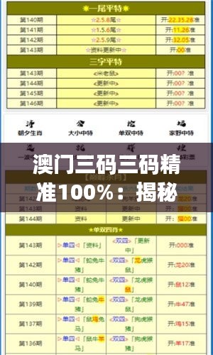 澳门三码三码精准100%：揭秘完美预测背后的数学原理