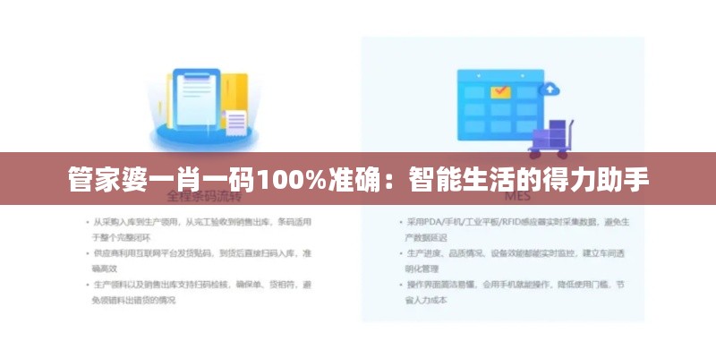 管家婆一肖一码100%准确：智能生活的得力助手