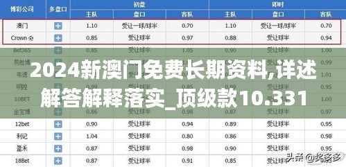 2024新澳门免费长期资料,详述解答解释落实_顶级款10.331