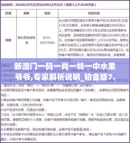 新澳门一码一肖一特一中水果爷爷,专家解析说明_铂金版7.539