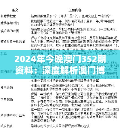 2024年今晚澳门352期资料：深度解析澳门博彩行业的创新与挑战