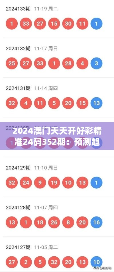 2024澳门天天开好彩精准24码352期：预测趋势与投注技巧的完美结合